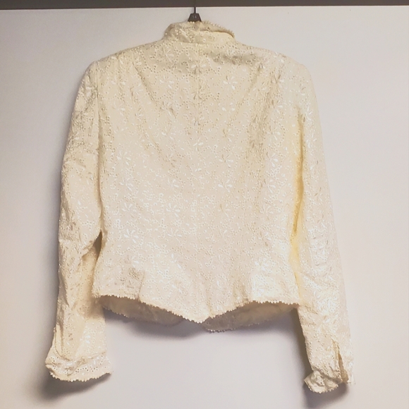 Vintage Carmen Marc Valvo Evening Jacket White Lace, Beaded & Sequin 12 - Picture 8 of 10